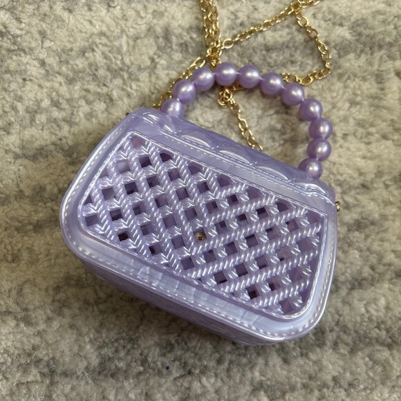 Lavender Purple Micro Purse w Metal Chain Crossbody - Picture 3 of 4